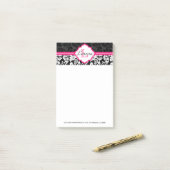 Girly zwart-wit damast post-it® notes (Op bureau)