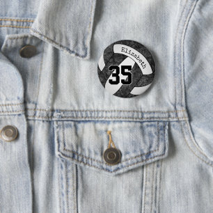 Girly Zwart Wit Volleybal Team Spirit Gifts Ronde Button 5,7 Cm