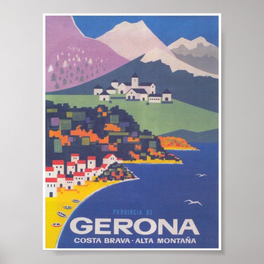 Girona Spain Vintage Travel Poster (Voorkant)