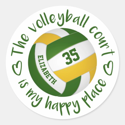 gironegroen volleybalhof mijn gelukkige plaats ronde sticker (Voorkant)