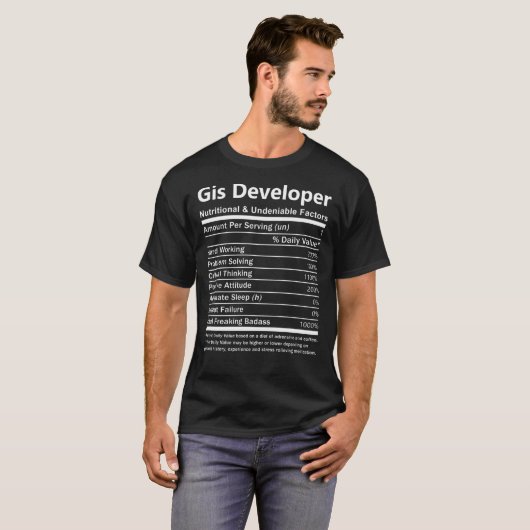 Gis Developer T Shirt - Nutritional And Undeniable (Voorkant volledig)