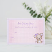 Gissing Count Baby shower Leuk Paarse Beer spel Informatiekaartje (Staand voorkant)