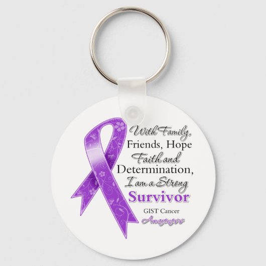 GIST Cancer Support Sterke overleving Sleutelhanger (Voorkant)