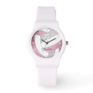 gistend roze gepersonaliseerd volleybal horloge