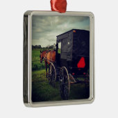 Gisteravond in een Amish-gemeenschap, Amish Horse Metalen Ornament (Rechts)