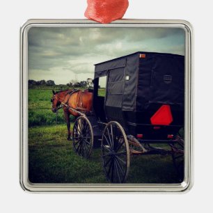 Gisteravond in een Amish-gemeenschap, Amish Horse Metalen Ornament