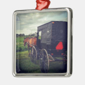 Gisteravond in een Amish-gemeenschap, Amish Horse Metalen Ornament (Links)