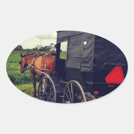 Gisteravond in een Amish-gemeenschap, Amish Horse Ovale Sticker (Voorkant)