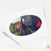 Gisteravond in een Amish-gemeenschap, Amish Horse Ovale Sticker (Envelop)