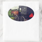 Gisteravond in een Amish-gemeenschap, Amish Horse Ovale Sticker (Tas)