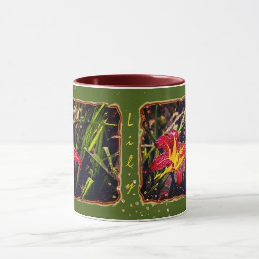 Gisteren heeft Lily met Raindrops groen rood geel Mok (Midden)