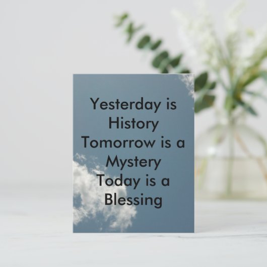 Gisteren is geschiedenis briefkaart (Staand voorkant)