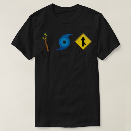 Git Commands Branch Clone Merge T-shirt (Design voorkant)