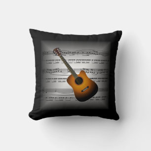 gitaar ~ 3-D vel Music ~ Pillow Grey/Black ~ Kussen