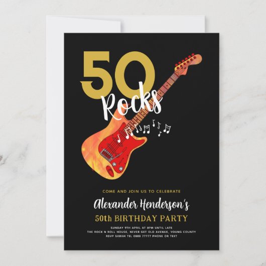 Gitaar 50e Verjaardagsfeestje voor Hem Kaart (Voorkant)