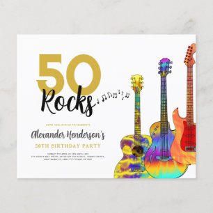 gitaar 50ste verjaardagsfeest uitnodiging flyer