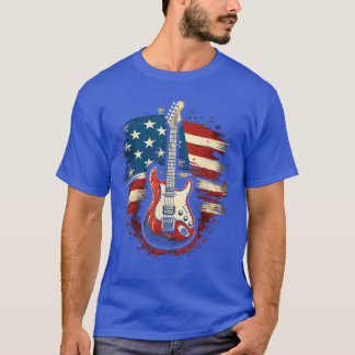 Gitaar Amerikaanse Vlag VS Landenmuziek 4 juli T-shirt