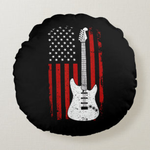 Gitaar Amerikaanse VS-vlag Muziekspeeler Elektrisc Rond Kussen