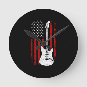 Gitaar Amerikaanse VS Vlag Muziekspeler Elektrisch Ronde Klok