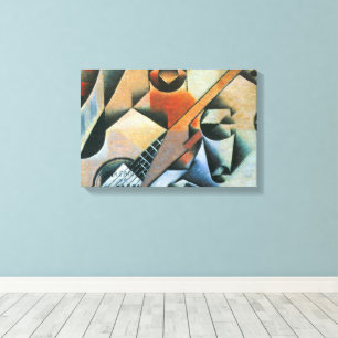 Gitaar (Banjo) en Bril, Juan Gris, Vintage Kunst Canvas Afdruk