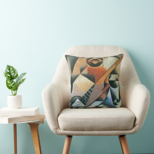 Gitaar (Banjo) en Bril, Juan Gris, Vintage Kunst Kussen