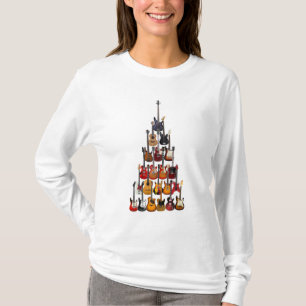 Gitaar Boom Kerstmis Light Rock Muziek T-shirt