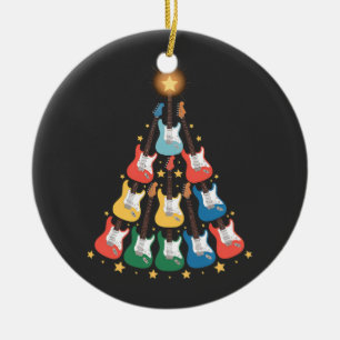Gitaar Elektrische Muziekinstrumenten Kerstboom Keramisch Ornament