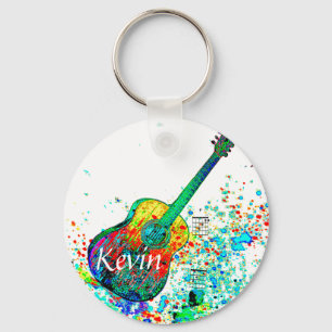 Gitaar en akkoorden gespatificeerd gepersonaliseer sleutelhanger