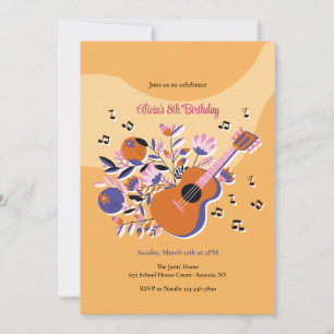 Gitaar en Bloemen Uitnodiging