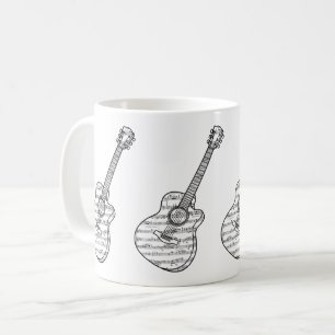 Gitaar en muzieknoten koffiemok