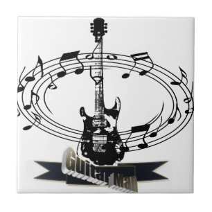 Gitaar en muzieknoten tegeltje