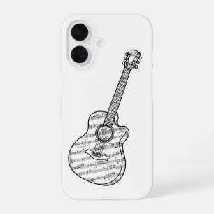 Gitaar en muzieknoten telefoonhoesje iPhone 16 hoesje