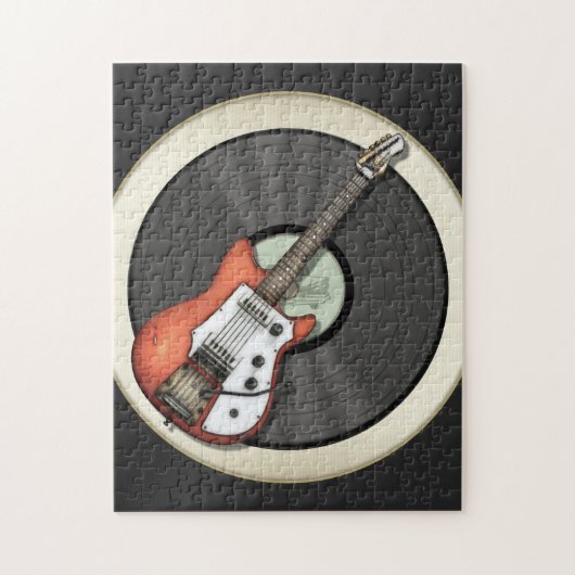  gitaar- en vinylrecord legpuzzel (Verticaal)