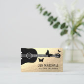 gitaar en vlinders silhouettes visitekaartje (Staand voorkant)