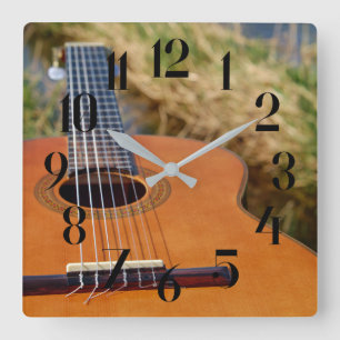 Gitaar / foto van muziekinstrument vierkante klok