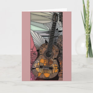 Gitaar Glas in lood Wenskaart Kaart