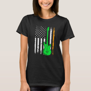 Gitaar Iers Amerikaanse vlag St Patrick's Day Mann T-shirt