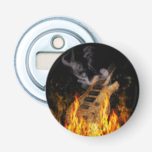 Gitaar in brand button flesopener
