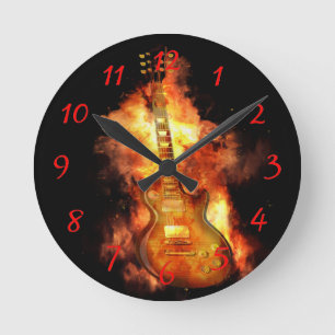 gitaar in brand ronde klok