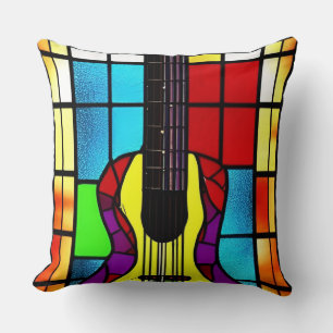 gitaar in gekleurd glas kussen