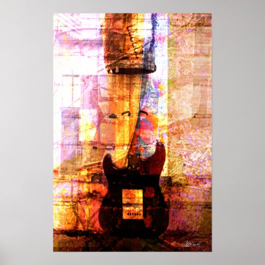 gitaar in het midden poster (Voorkant)