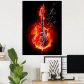 gitaar in vlammen poster (Thuiskantoor)