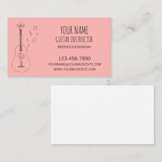 Gitaar instructeur gitarist professionele muzikant visitekaartje (Voorkant / Achterkant)