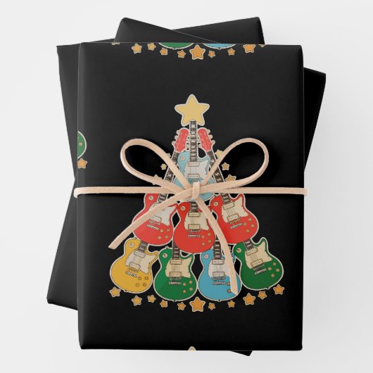 Gitaar Kerstboom Kerstmis Matching Family Holiday Inpakpapier Vel (In situ)