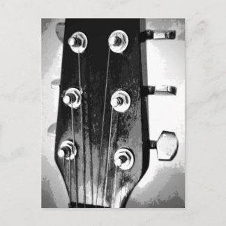 Gitaar Kop Snaren Stempegels Artistiek Zwart Wit Briefkaart