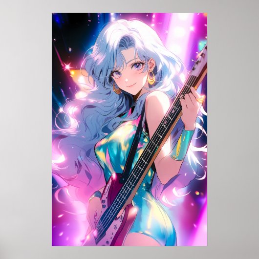 Gitaar Meisje Art Poster (Voorkant)