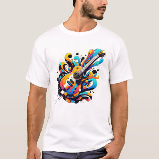 Gitaar met Graffiti design T-shirt