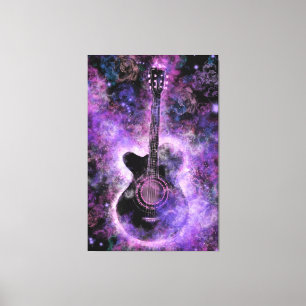 Gitaar Muziek Canvas Paarse Zwart Afdruk