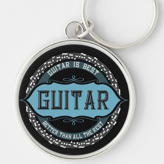 Gitaar muziek notitie cirkel sleutelhanger (Voorkant)