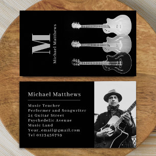 Gitaar Muziekleraar Professionele Muzikant Foto Visitekaartje